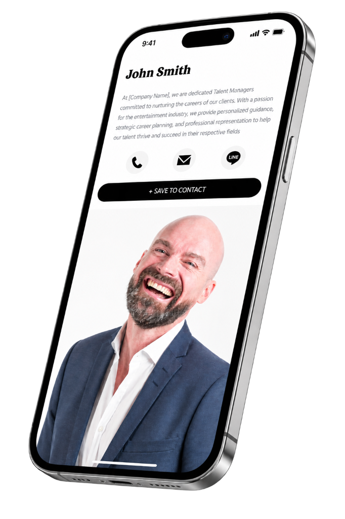 Corporate Digital Business Card mockup on iPhone